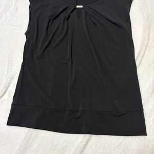 New York & Company Black Sleeveless Blouse with Tie Front